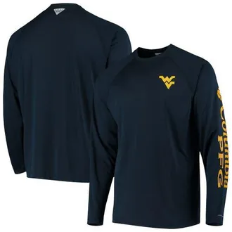 Columbia Mens Columbia Navy West Virginia Mountaineers Terminal Tackle Omni-Shade Raglan Long Sleeve T-Shirt at Nordstrom, Size Medium
