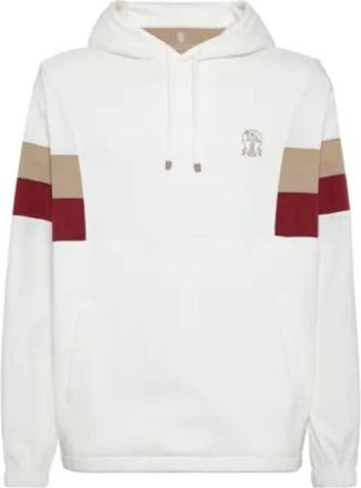 Brunello Cucinelli MenS Off White Color Block Hoodie, Size XXL