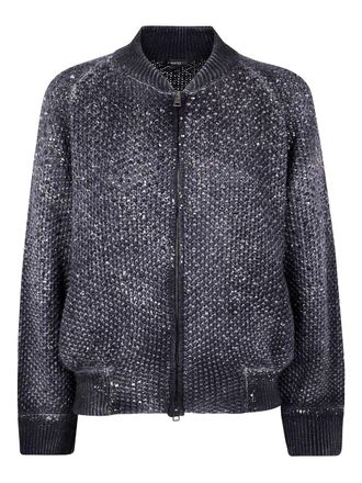 Avant Toi Moss Stitch Bomber With Shadows, Lamination And Strass