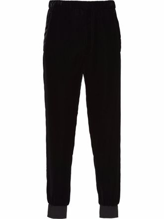 Prada velvet track pants - men - Viscose/Silk/Cupro/Cotton/Polyamide/Cotton/Spandex/Elastane - M - Black