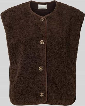 Neo Noir Neo Noir Fleeceweste mit Knopfleiste Modell Mariko in Dunkelbraun, Größe 42