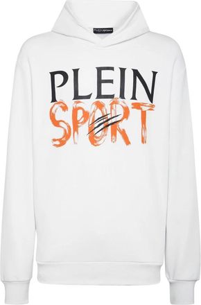 Plein Sport Hoodie Sweatshirt - Heren - Sportshirts - Wit - 3XL - Katoen - Fitness