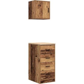 vidaXL Armarios 2 Uds Para Garaje Madera Ingenier&iacute;a Antigua Madera Vidaxl