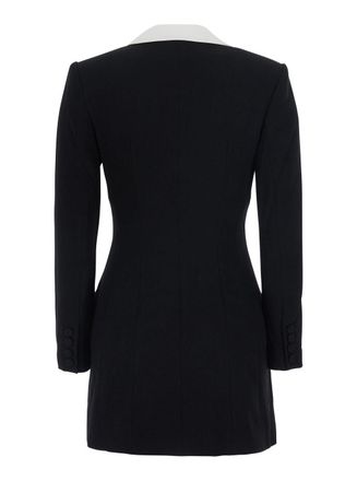 Self Portrait Jeweled Button Blazer Dress - Black