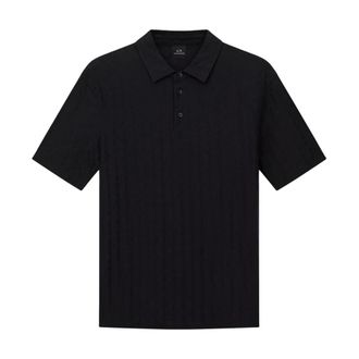 A|X Armani Exchange Polo Shirt met korte mouwen en knoopsluiting - Heren - Polos - Zwart - XL - Katoen - Tops
