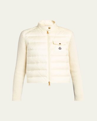 Moncler Padded Wool Zip-Up Cardigan
