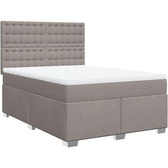 vidaXL Vidaxl - Cama Box Spring Con Colch&oacute;n Tela Gris Taupe 140x200 Cm