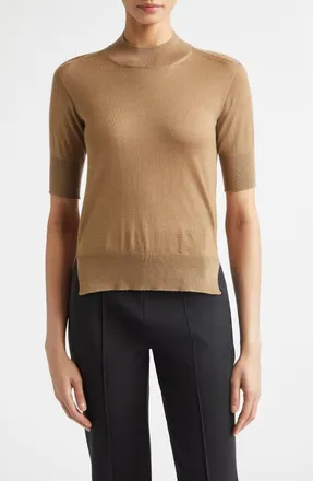 Jil Sander Fine Knit Short Sleeve Cashmere, Virgin Wool & Silk Sweater at Nordstrom, Size 40