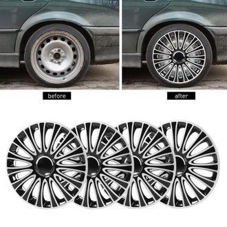 OEM Cuatro Tapacubos Negros De 15 Pulgadas Para Fiat 500, V40 Y Fabia