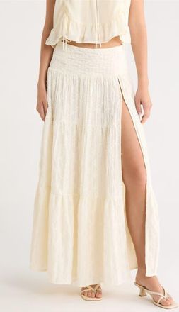 Princess Polly Embroidered Maxi Skirt in Cream at Nordstrom, Size 10