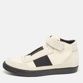Tod's Tods Grey/white Fabric And Suede High Top Sneakers