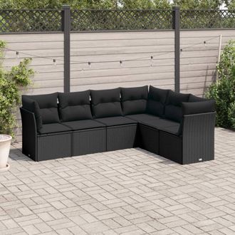 vidaXL Vidaxl - Set Divano Da Giardino 6 Pz Con Cuscini Nero In Polyrattan