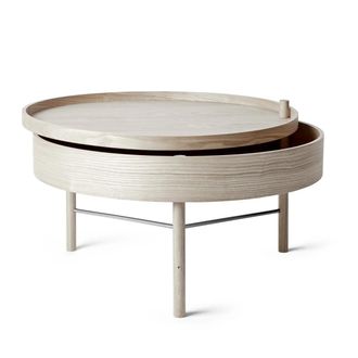 Audo Turning Table, Eiche weiss / schwarze Chromstreben