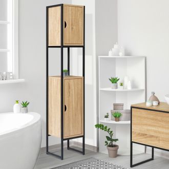 IDMarket Idmarket - Detroit Mueble De Ba&ntilde;o De 2 Puertas De Dise&ntilde;o Industrial
