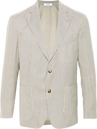 Boglioli single-breasted striped blazer - men - Silk/Viscose/Virgin Wool/Polybutylene Terephthalate (PBT)/Cupro - 52 - Green