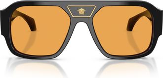 Versace 0ve4508u Bold Black Oversized Rectangular Sunglasses