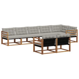 vidaXL Conjunto De Sof&aacute;s De Exterior 8 Pcs Gris Natural Y Claro Vidaxl