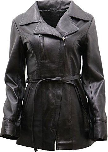 Infinity Leather Veste en Cuir de Motard Classique Courte Noire Pour Femme