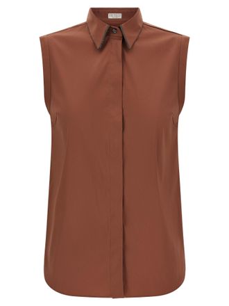 Brunello Cucinelli Brown Cotton Womens Blouse