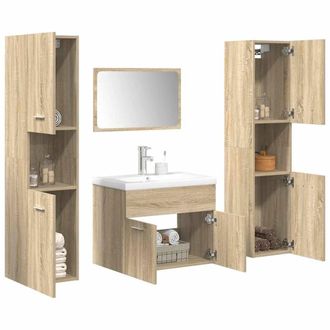 Berkfield Home 5 Piece Bathroom Furniture Set Sonoma Oak Engineered Wood in Brown