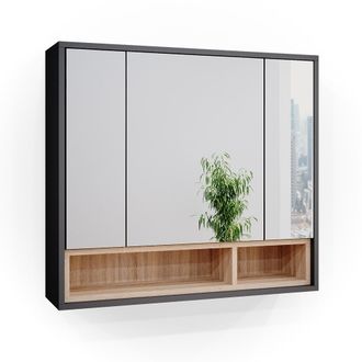 Vicco Armario Con Espejo Para Ba&ntilde;o Beatrice, Antracita, 80 X 72 Cm