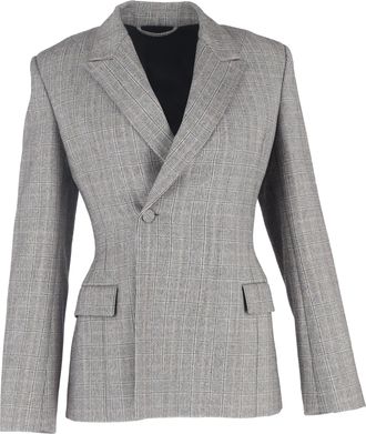 Balenciaga Pre-owned Womens Prince Of Wales Checked Blazer in Grey Wool - Size EU 36 (Womens)