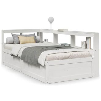 Berkfield Home Bookcase Bed without Mattress White 90x190cm Solid Wood Pine | Size: 90x190 cm