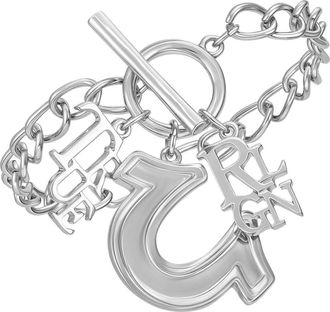 True Religion Horseshoe & Logo Charm Bracelet in Silver Tone at Nordstrom, Size 7.5