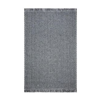 Decoclico Alfombra rectangular de lana trenzada crudo y gris 160 x 230 cm