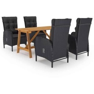 vidaXL Juego De Comedor De Jard&iacute;n De 5 Piezas Negro Vidaxl