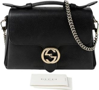 Gucci Pre-owned Handbags, female, Black, Size: ONE SIZE Pre-owned Leather Handbag