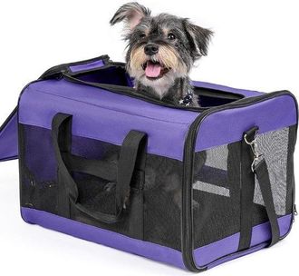 No Brand Caja De Transporte Blanda Para Perros Y Gatos, Transport&iacute;n Plegable Para Perros De Hasta 9 Kg, Ideal Para Viajar Con Mascotas, Morado, Grande