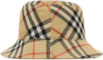 Burberry Unisex Mh Check Canvas Bucket Hat Beige Polyester