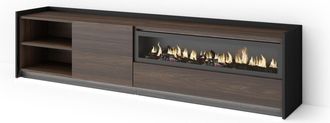 Skraut Home Skraut Home - Mueble Tv, Televisi&oacute;n, Muebles De Sal&oacute;n, Almacenaje, 207x37x50cm, Para Tv Hasta 80, Chimenea El&eacute;ctrica, Led, Estilo Moderno, Roble Oscur