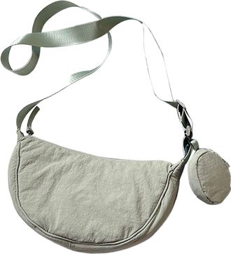 Generic Small Nylon Crescent Bag - Stylish Sling Shoulder Pack for Women and Men | Adjustable Strap with Compact Storage, Lightweight Design for Work, Travel 