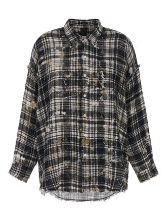 R13 Camicia con motivo scozzese - Nero