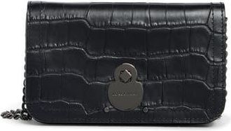 Longchamp Cavalcade Croc Embossed Leather Wallet on a Chain in Black at Nordstrom Rack