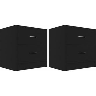 vidaXL Vidaxl - Mesitas De Noche 2 Uds Madera Contrachapada Negro 40x30x40 Cm