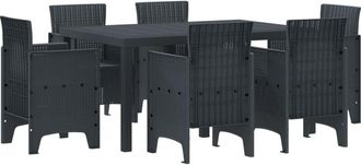vidaXL Garden Dining Set 7 pcs Anthracite Polt rattan Vidaxl