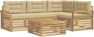 vidaXL Conjunto De Sof&aacute;s De Exterior 5 Uds. Y Beige Poli&eacute;ster Vidaxl