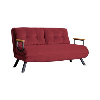 Dmora Sof&aacute; Cama 2 Plazas Calvin, Con Almacenaje, Reclinable, Apertura Click-clack, 133x78 Cm Rojo