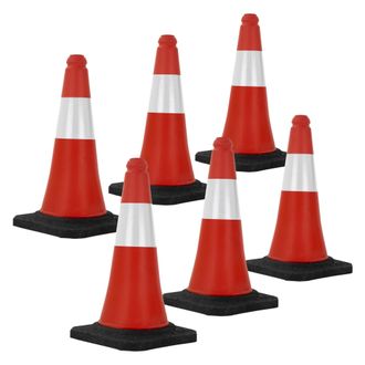 ECD Germany Ecd Germany - 6x Cono De Tr&aacute;fico Obra Pieza De Se&ntilde;alizaci&oacute;n Emergencia Color Rojo Y Blanco 51 Cm De Altura Con Base Pesada Y Robusto Pil&oacute;n De Segurida