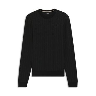 BOSS Herringbone-pattern sweater in wool and cotton
