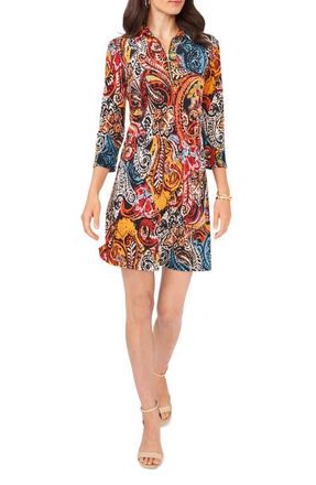 Chaus Paisley Stretch Jersey Dress in Black/Fuschia/Aqua/Multi at Nordstrom, Size Medium