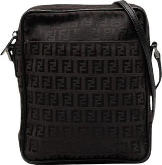 Fendi Pre-owned Vintage Canvas Crossbody Bag - Dames - Vintage Schoudertas - Zwart - ONE Size - Leer - Vintage