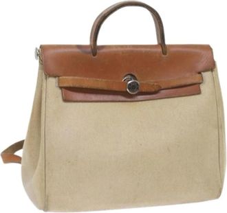 Herm&egrave;s Pre-owned Handbags, female, Beige, Size: ONE SIZE Pre-owned Vintage Canvas Backpack