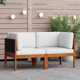 vidaXL Vidaxl - Sof&aacute;s Esquineros De Jard&iacute;n, 2 Unidades, Con Cojines, Madera De Acacia Y Cuerda