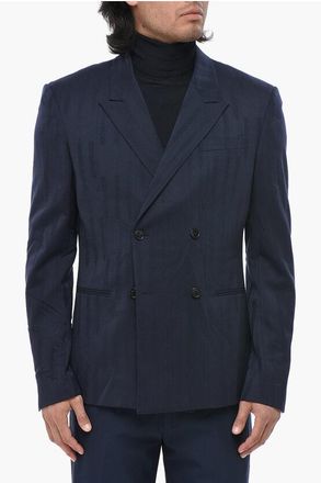 Off-white Wool-Blend Jacquard Double-Breasted Blazer SHIBORI size 52