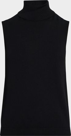 Lafayette 148 New York Sleeveless Matte Crepe Turtleneck Pullover