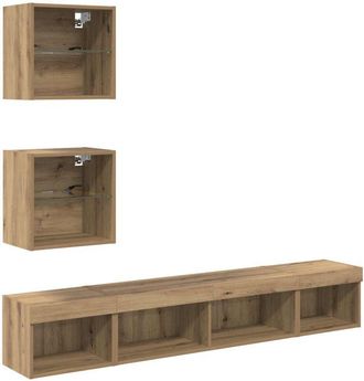 vidaXL Unidades De Tv De Pared Con Led Con Led 5 Pcs Roble Artesanal Vidaxl